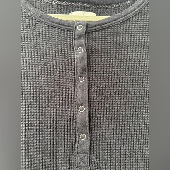 Aerie OFFLINE Waffle Knit Long Sleeve Henley Top Gray Size S - Picture 5 of 6
